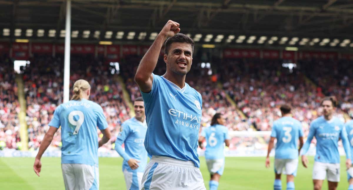 Rodri celebra su gol al Sheffield United./REUTERS
