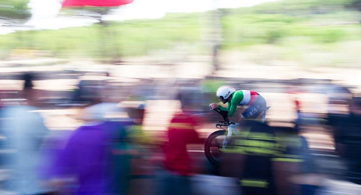 Filippo Ganna, este martes en la contrarreloj de Valladolid./Cxcling