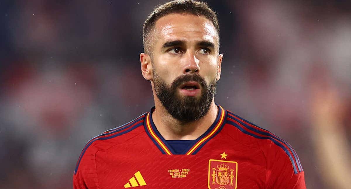 Dani Carvajal, en un partido con la Selección.