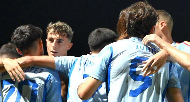 España celebra uno de los goles.