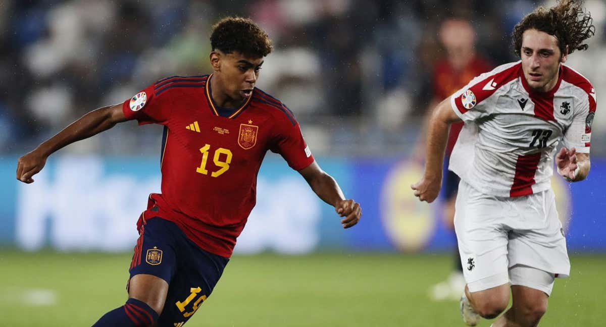 Lamine Yamal, durante el partido ante Georgia./RFEF