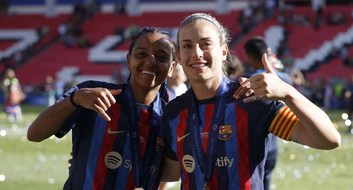 Alexia Putellas y Geyse Ferreira en un partido de Champions./EFE