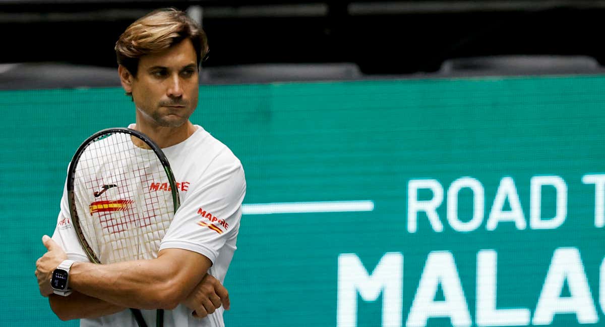 David Ferrer, durante un entrenamiento previo a las eliminatorias de la Copa Davis.