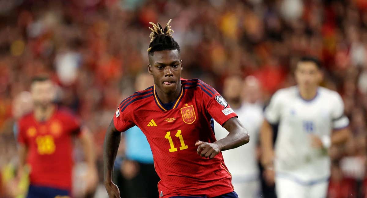 Nico Williams con España. /GETTY
