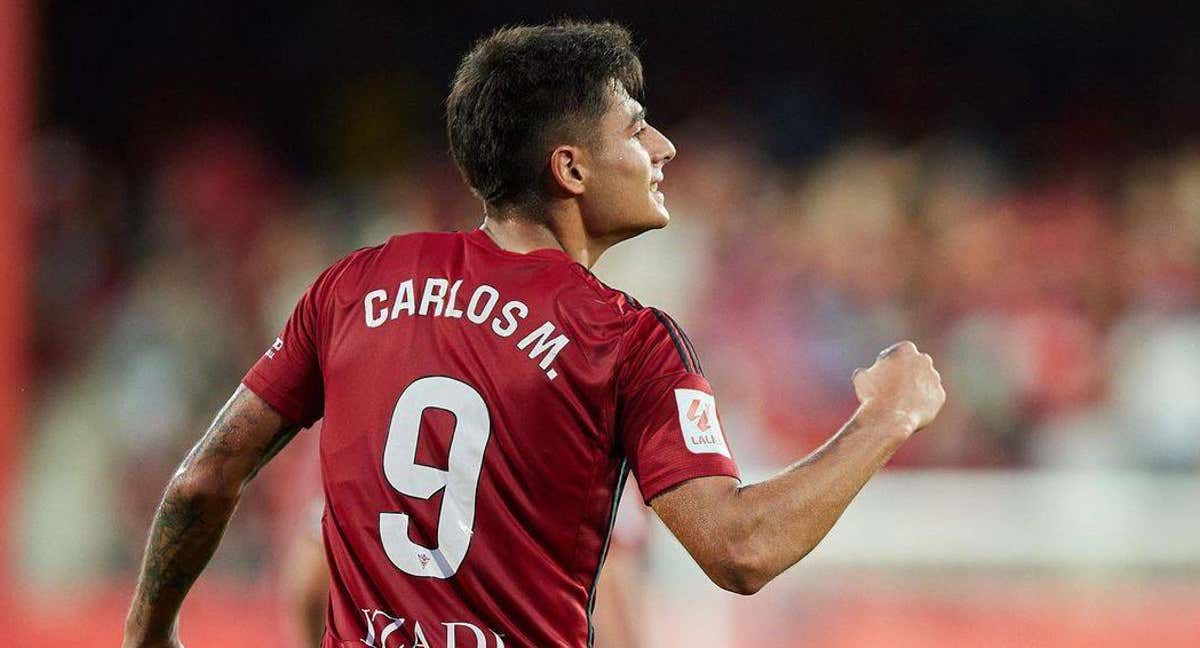 Carlos Martín celebra uno de sus goles ante el Andorra. /INSTAGRAM CARLOS MARTÍN