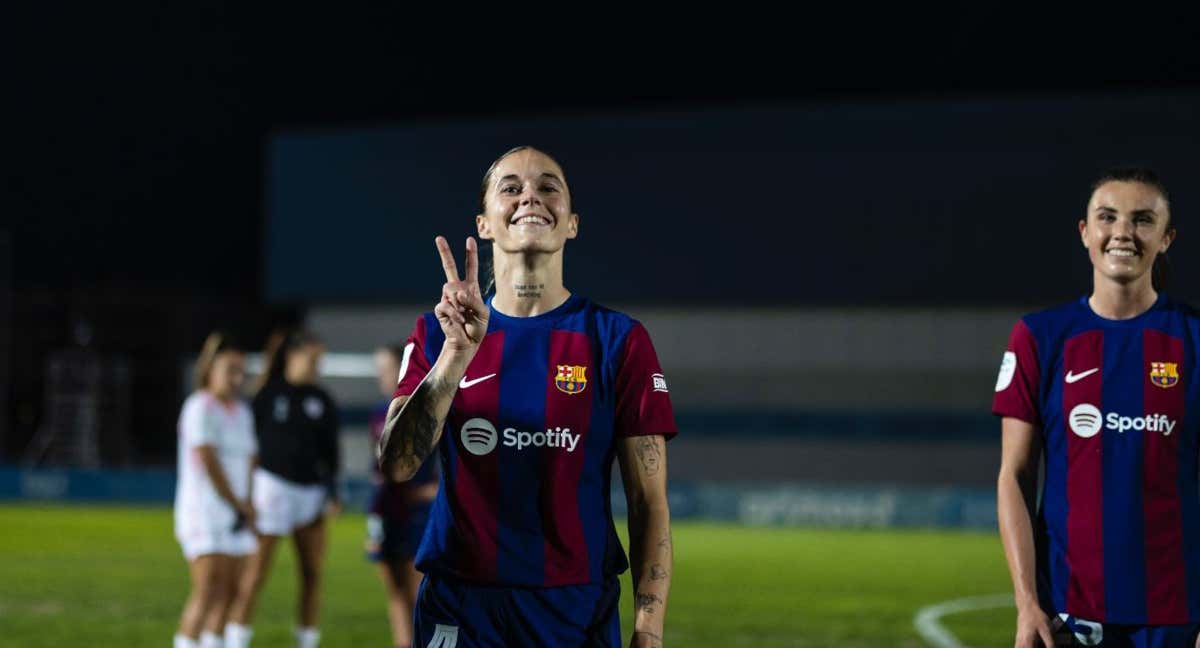 Mapi León, en un partido con el Barcelona./FC BARCELONA