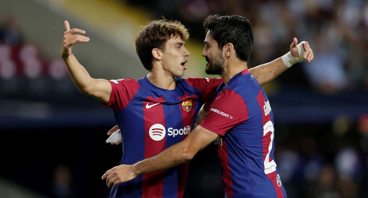 Joao Félix y Gündogan celebrando un gol.