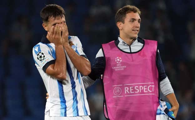 Zubimendi tras el choque. AFP