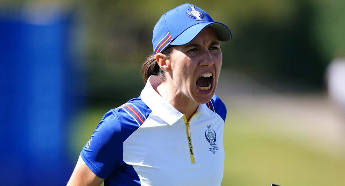 Carlota Ciganda celebra una nueva victoria en la Solheim Cup./GETTY