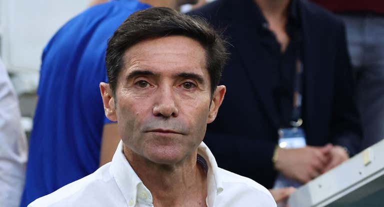 Marcelino García Toral, en un partido en el Vélodrome con el Olympique.