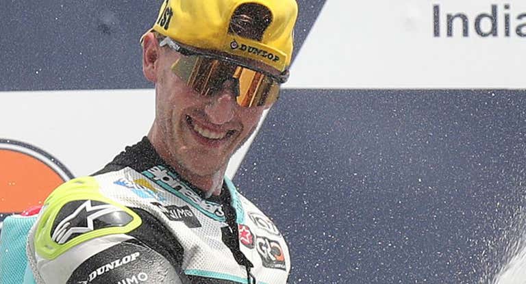 Jaume Masiá, tras ganar el GP de La India.