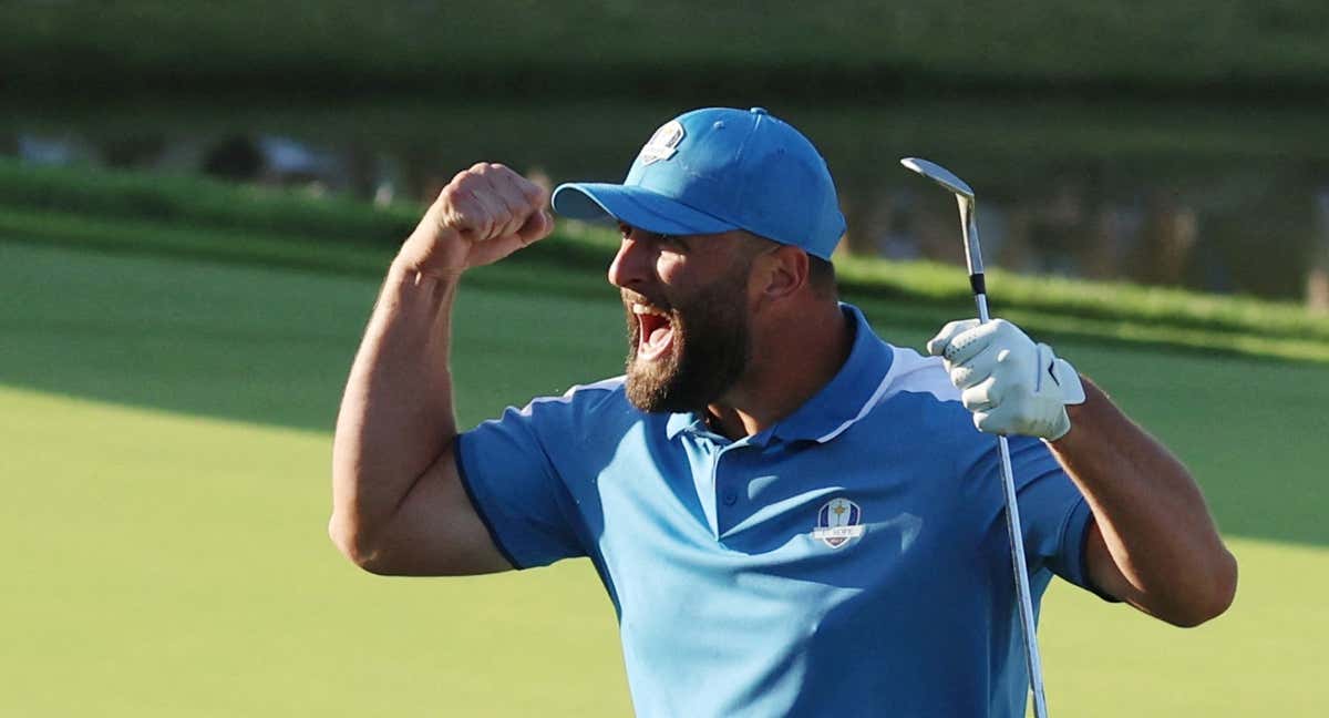 Jon Rahm celebra uno de sus golpes./Reuters