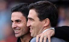 Arteta se lleva ante Iraola un derbi de Antiguoko en la Premier: «Hubiera sido un sueño tener un jugador como él»