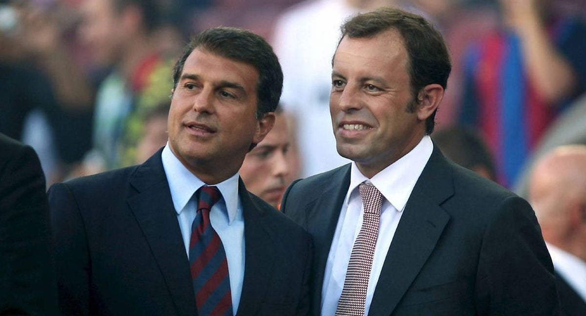 Laporta y Rosell juntos en la directiva del Barça entre 2003-2005.