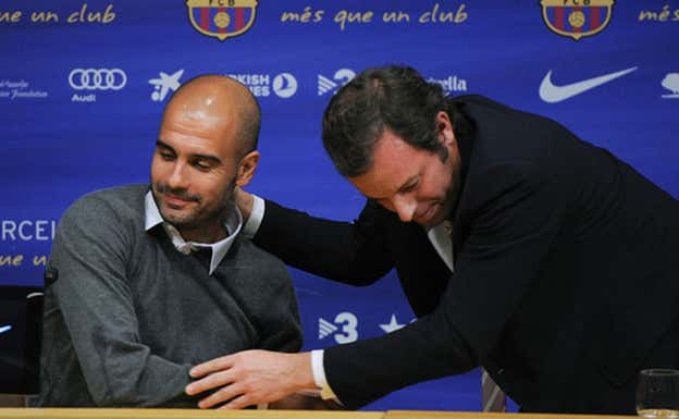 Rosell y Pep Guardiola en una imagen de archivo en 2010.  AGENCIAS