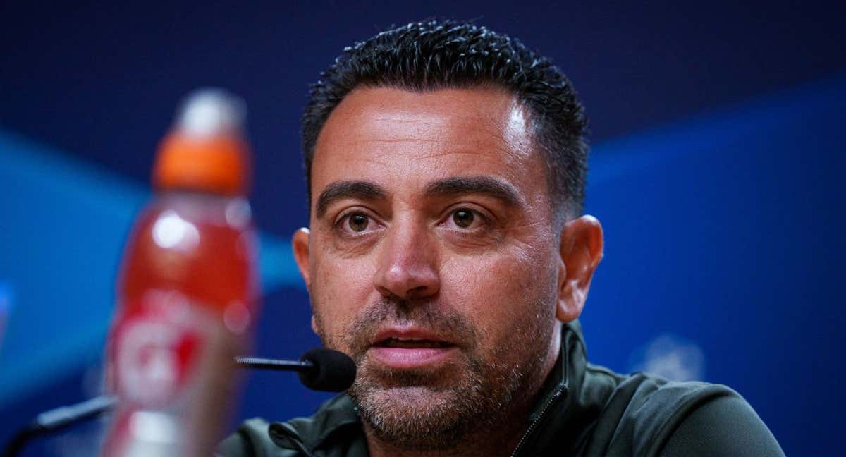 Xavi Hernández en la sala de prensa de Do Dragão. /FCB