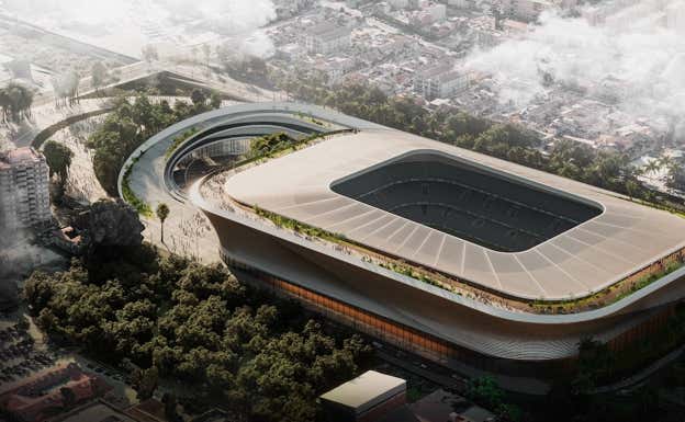 Imagen generada por ordenador de la nueva Rosaleda. AYTO. DE MÁLAGA