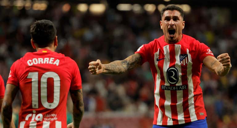 José María Giménez celebra un gol del Atleti esta temporada.