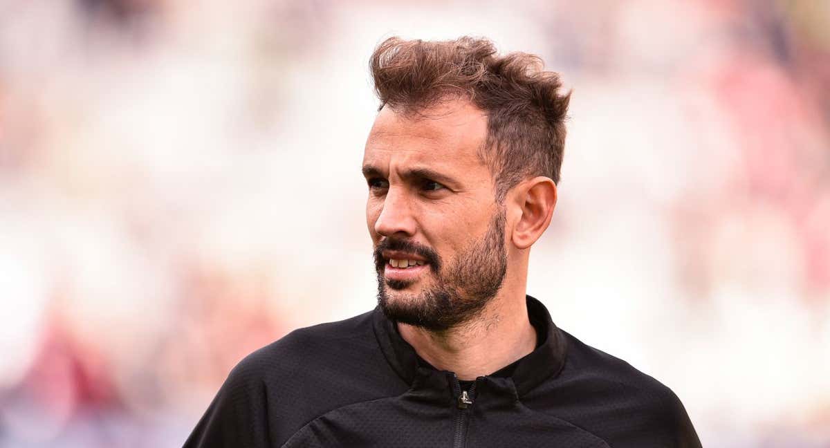 Christian Stuani, en un calentamiento con el Girona.