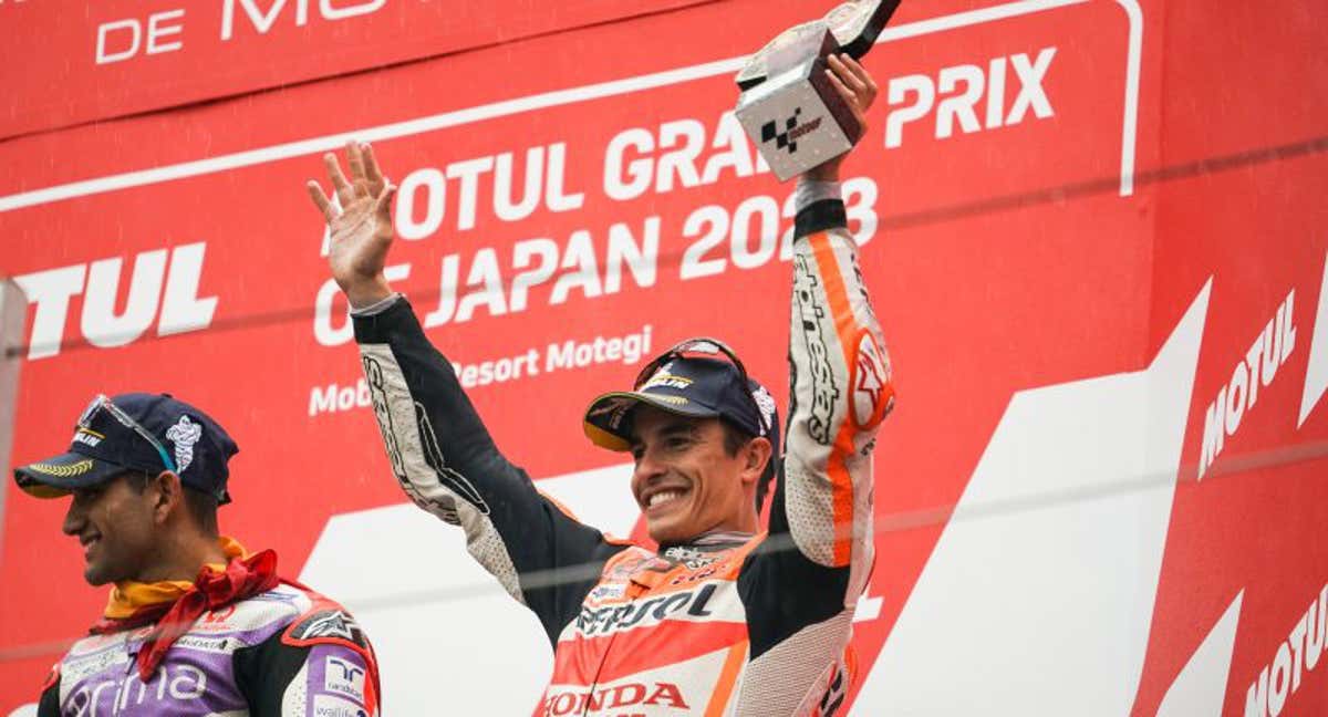Marc Márquez tras subir al podio en el Gran Premio de Japón 2023.