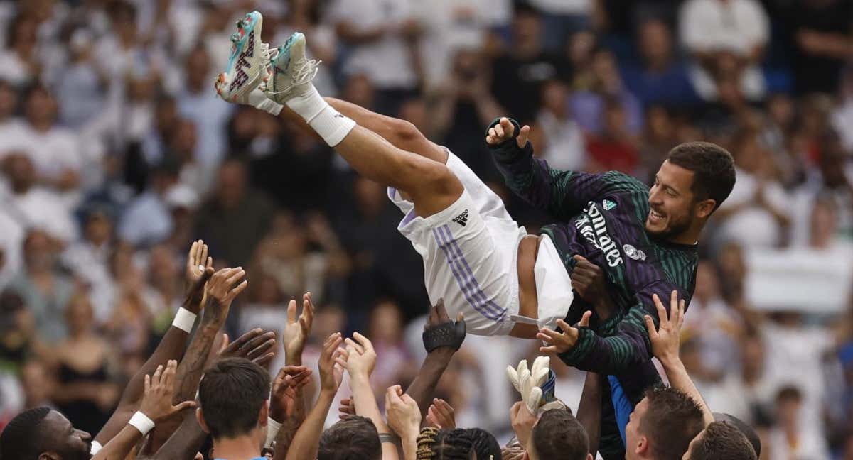 Hazard, en su despedida del Real Madrid.