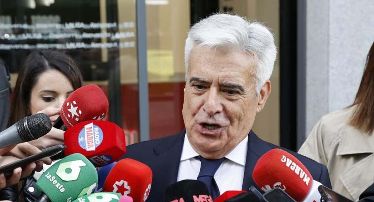 Pedro Rocha, a la salida de la Asamblea de LaLiga. /EFE