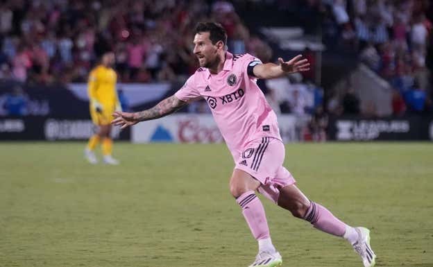 Messi celebra un gol con Inter Miami.  AFP