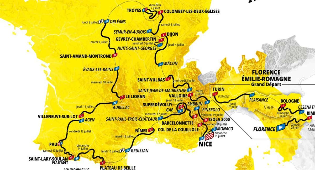 Así será el recorrido del Tour de Francia 2024.