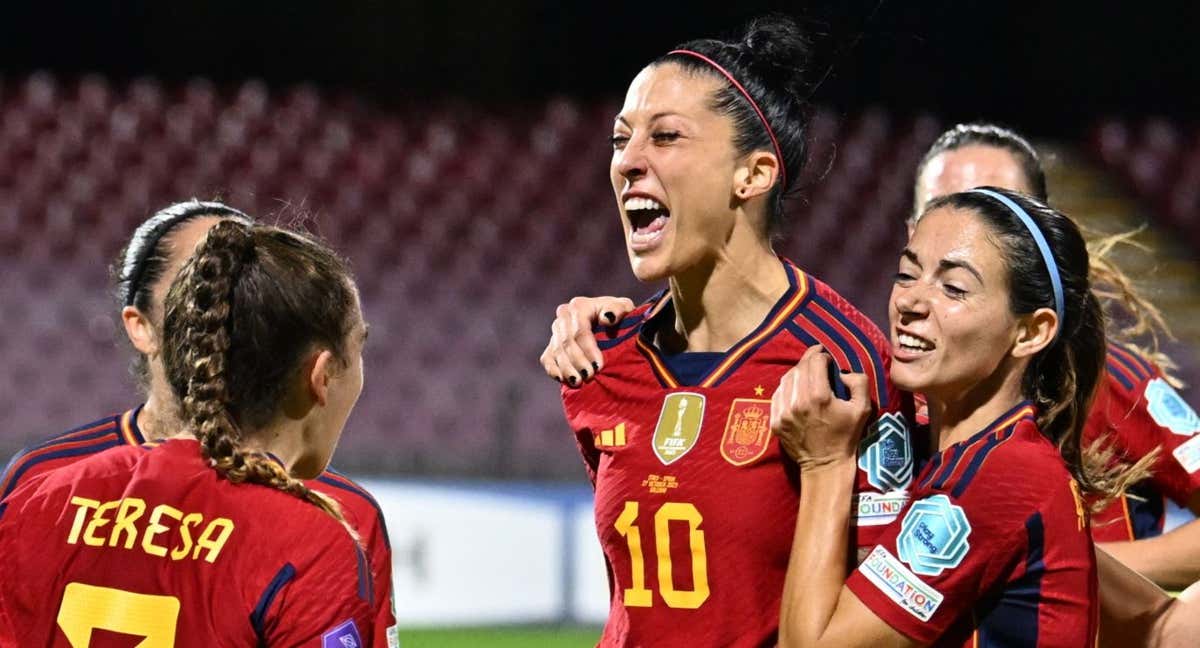 Jenni Hermoso celebra el gol ante Italia./EFE/EPA/MASSIMO PICA