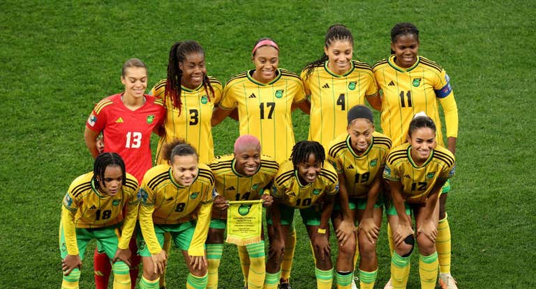La selección jamaicana posa antes del partido ante Colombia del pasado Mundial.