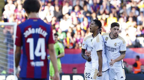Bellingham celebra su segundo gol ante el Barça. /EFE