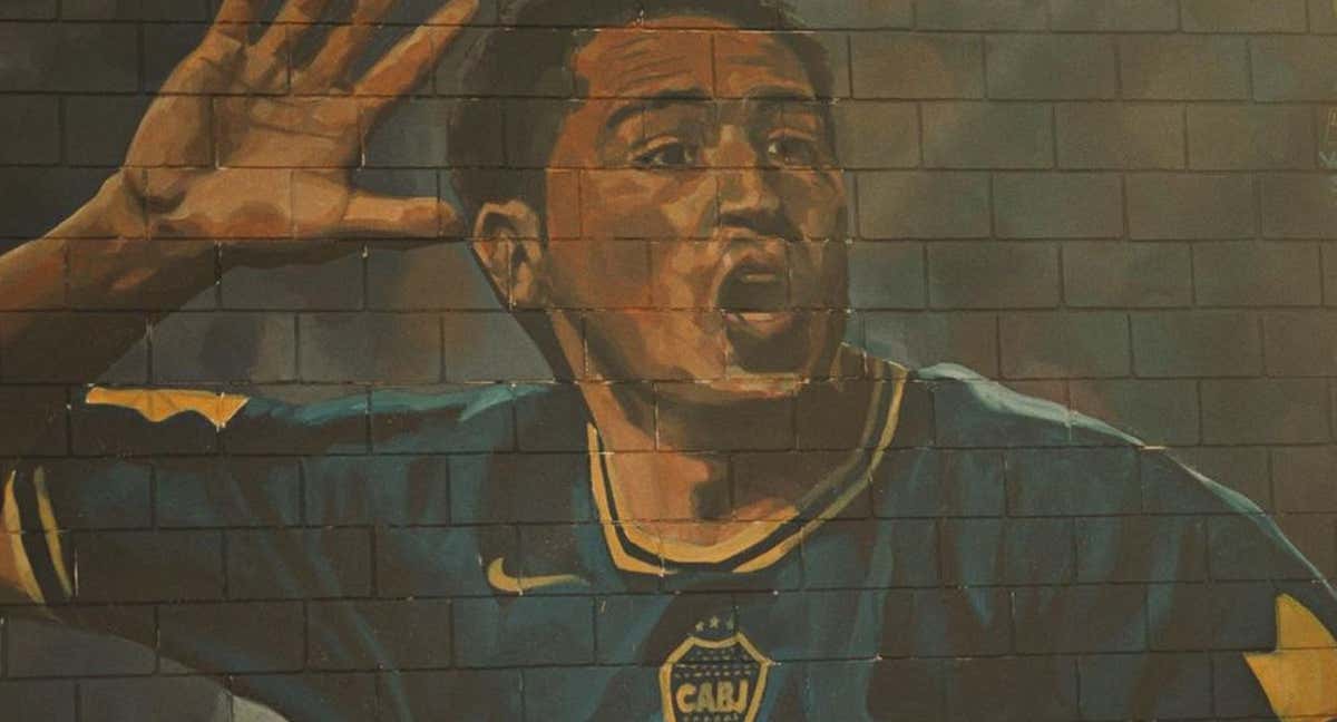 Un mural de Riquelme en el barrio de La Boca. @