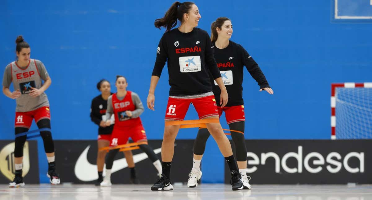 Maite Cazorla durante un entrenamiento con la Selección./FEB