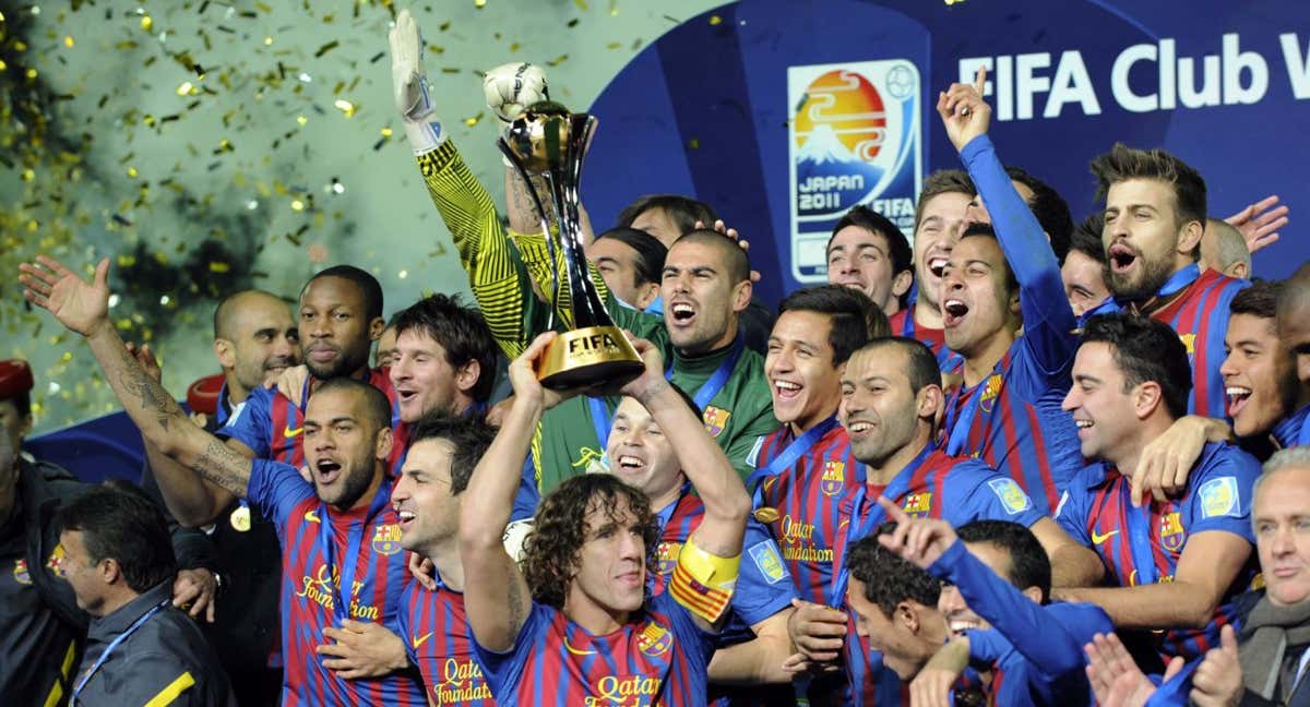 El Barcelona celebra el Mundial de Clubes de 2011./EFE