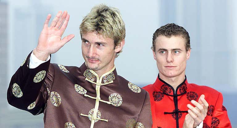 Juan Carlos Ferrero, durante la presentación del Masters de Shanghai 2002, cuando llegó a la final.