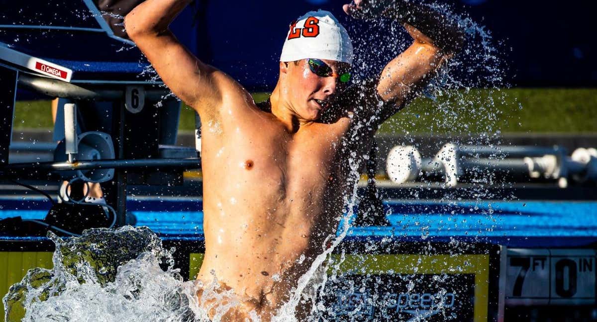 Luka Mijatovic tras volver a romper alguno de los numerosos récords que tiene con apenas 14 años. /Swim Swam/Jack Spitser