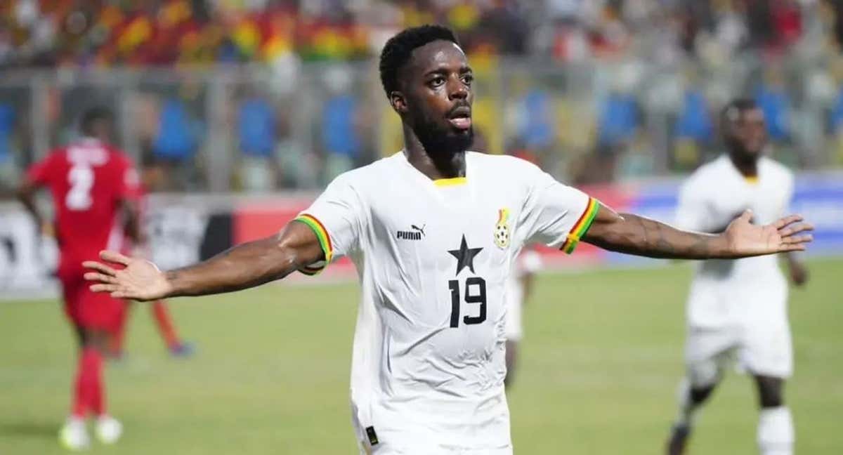 Iñaki Williams celebra su primer gol con Ghana./IG/blackstarsofghana_