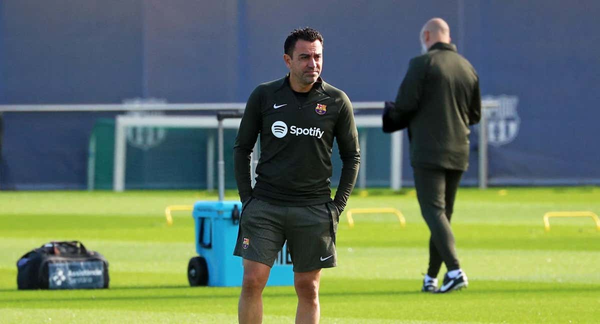 Xavi Hernández, en un entrenamiento reciente./AFP
