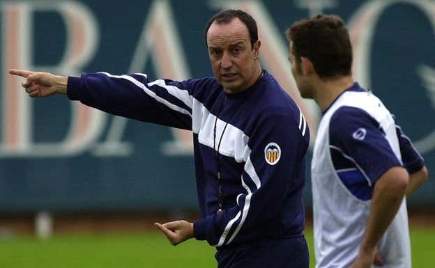Benítez y Baraja en un entrenamiento.  Archivo.
