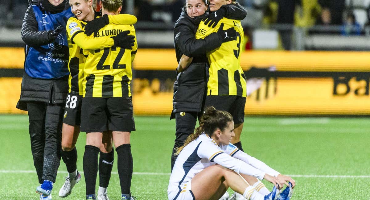 Teresa Abelleira, del Real Madrid, muestra su desesperación durante una celebración del Hacken tras la derrota ante el equipo sueco en la fase de grupos de la Champions. /GETTY