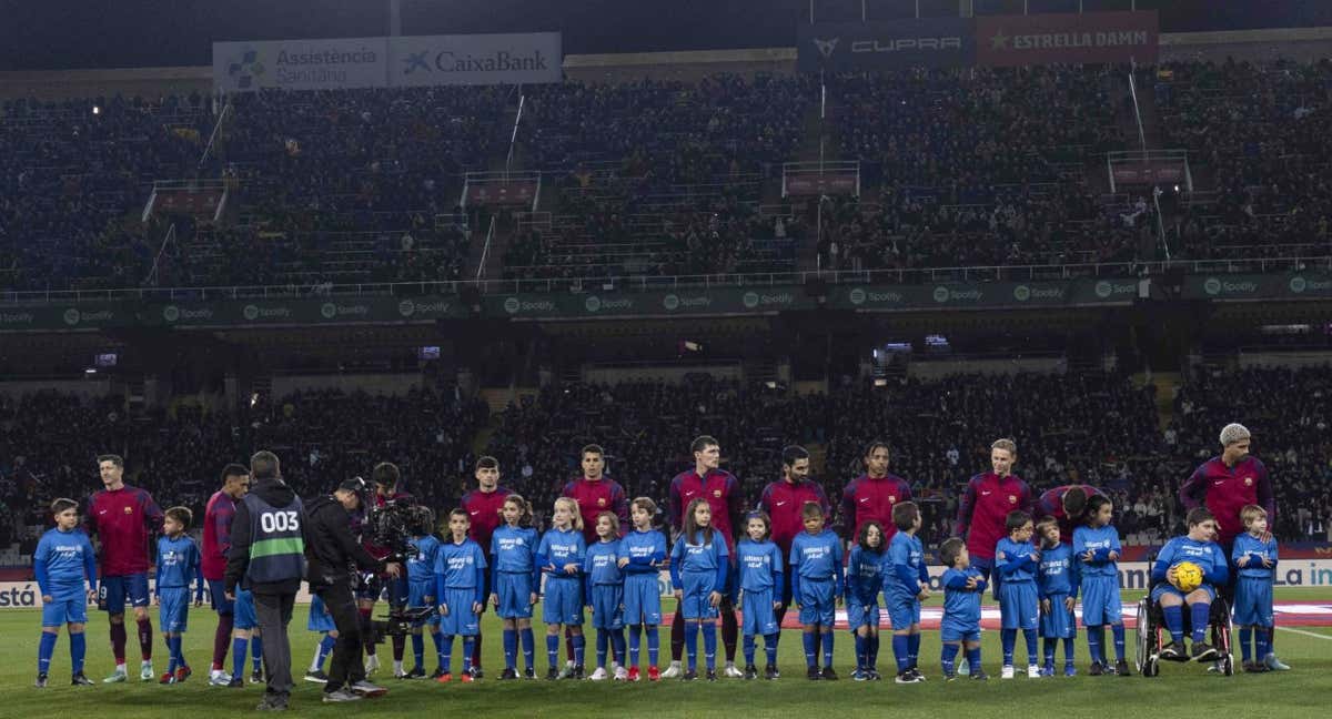 El Barcelona, este domingo, antes del encuentro ante el Atlético. /FC BARCELONA