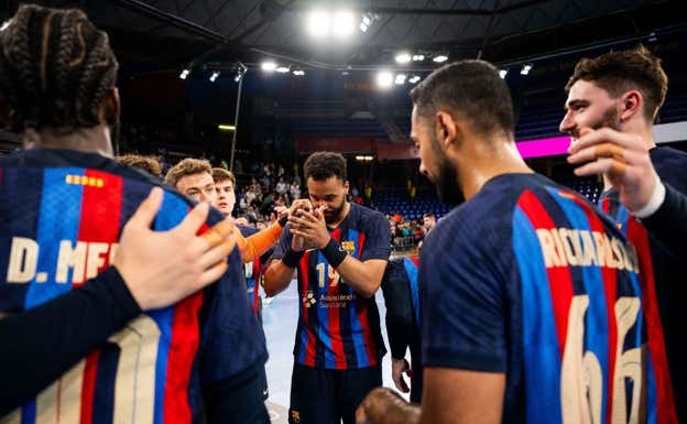 Los jugadores del FC Barcelona, en el Palau. FCB