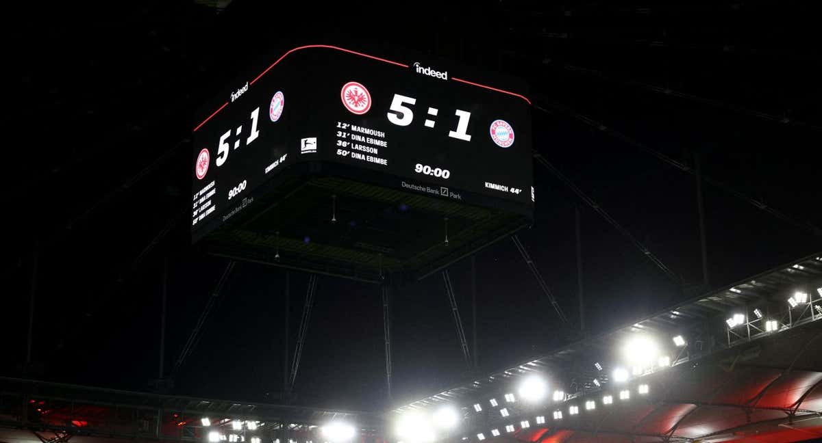 El marcador del estadio del Eintracht y una goleada histórica. /REUTERS