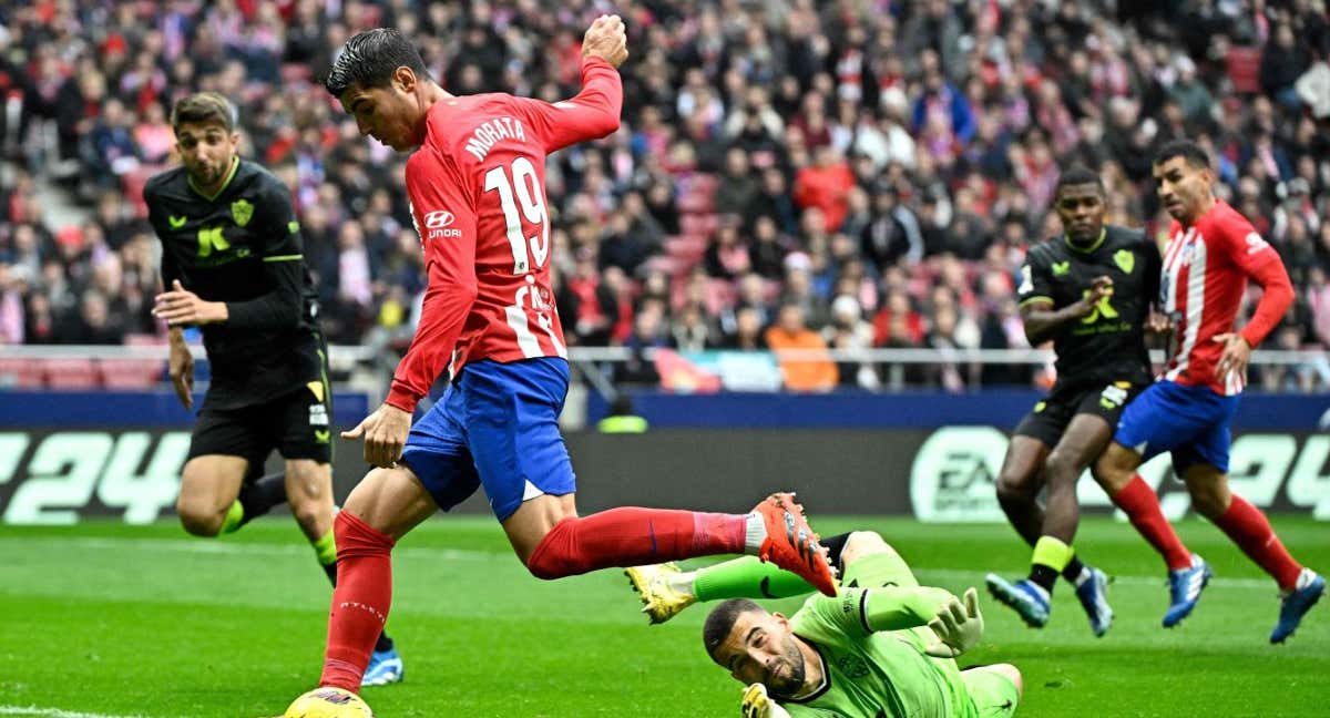 Morata fue el autor del 1-0 ante el Almería en el minuto 16 del encuentro./AFP