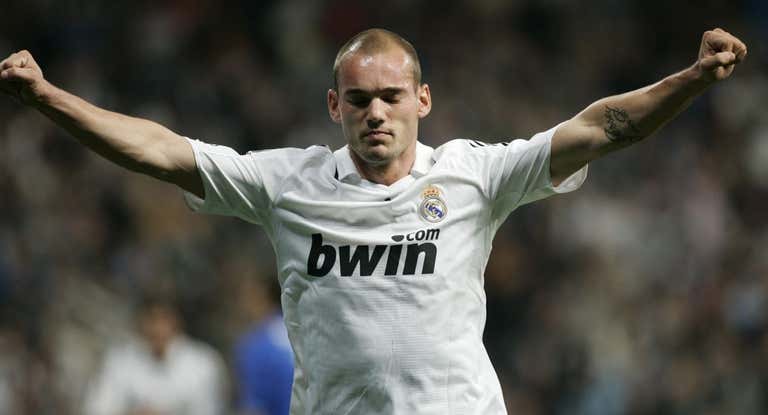Wesley Sneijder en su etapa como jugador del Real Madrid.