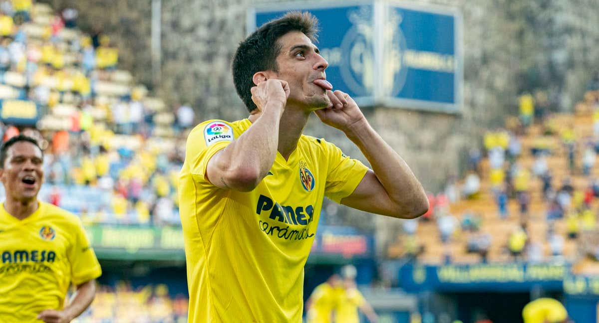 Gerard Moreno y su celebración habitual.