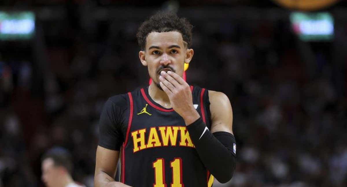 Trae Young en un momento de la derrota ante los Heat. /AFP