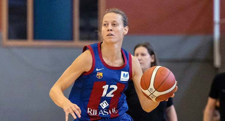 Angie Bjorklund durante un partido con el Barcelona.