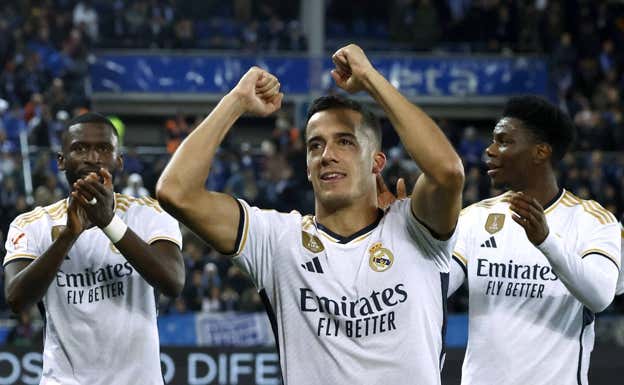 Lucas celebra el gol de la última victoria del Real Madrid. REUTERS