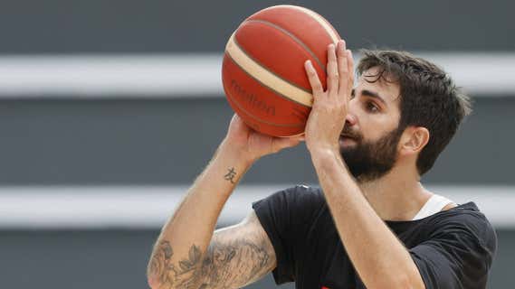 Ricky Rubio, en un entrenamiento con la Selección española. /EFE